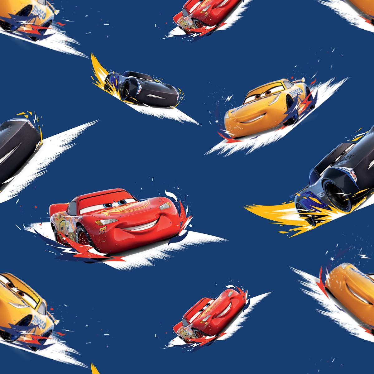 Disney Pixar Cars Blue Speedy Character Fabric