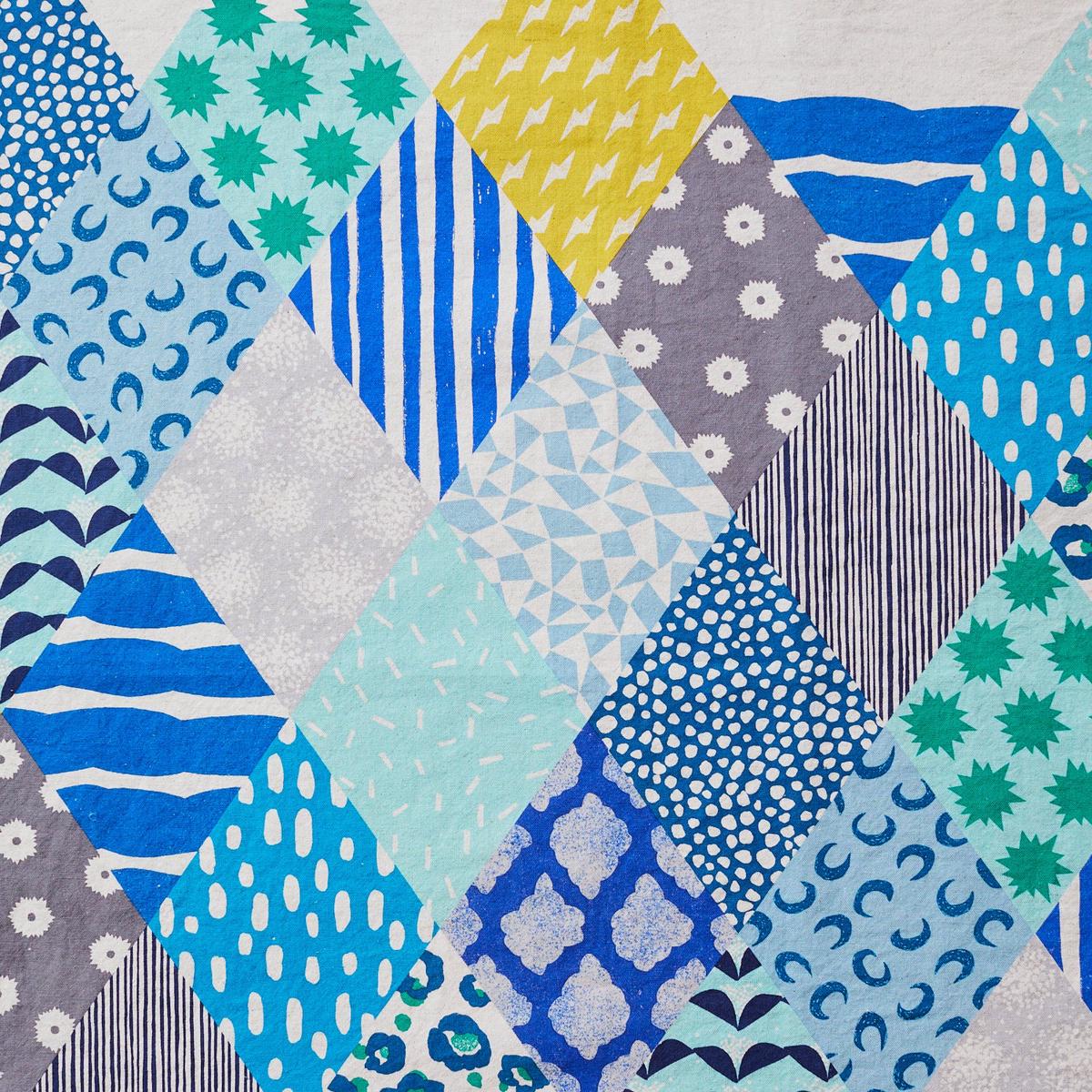 echino Rhombus Cotton Linen Canvas - White x Blue EKX-98120-22