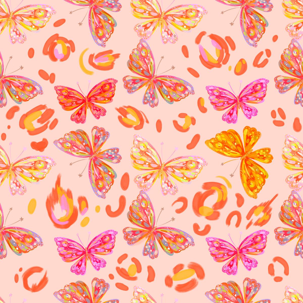 EttaVee Fashion Flies on Peach Fabric