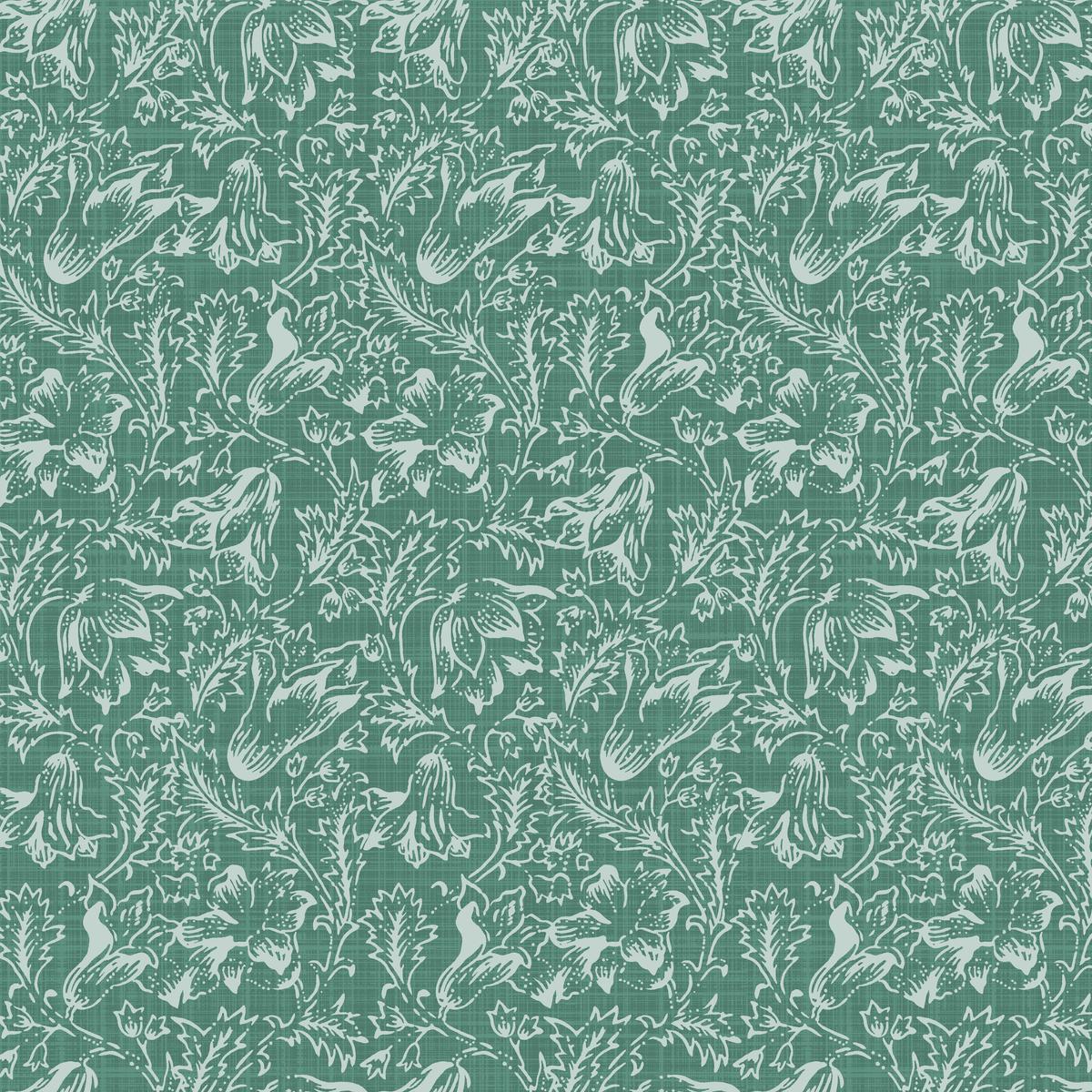 Gentle Blooms on Green Fabric