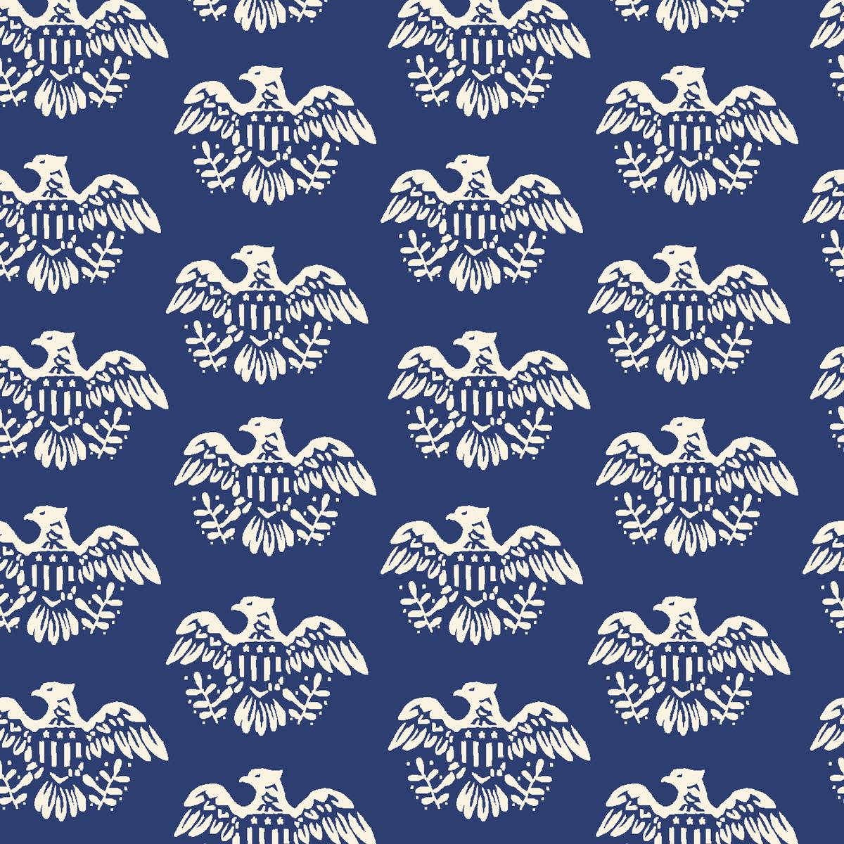Patriot Pride - Navy Eagle Emblem Fabric