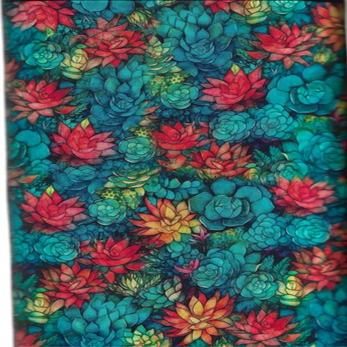 RAMBLING ROSE Granny's Wallpaper Blue Free Spirit Cotton Quilt Fabric, HALF YARD