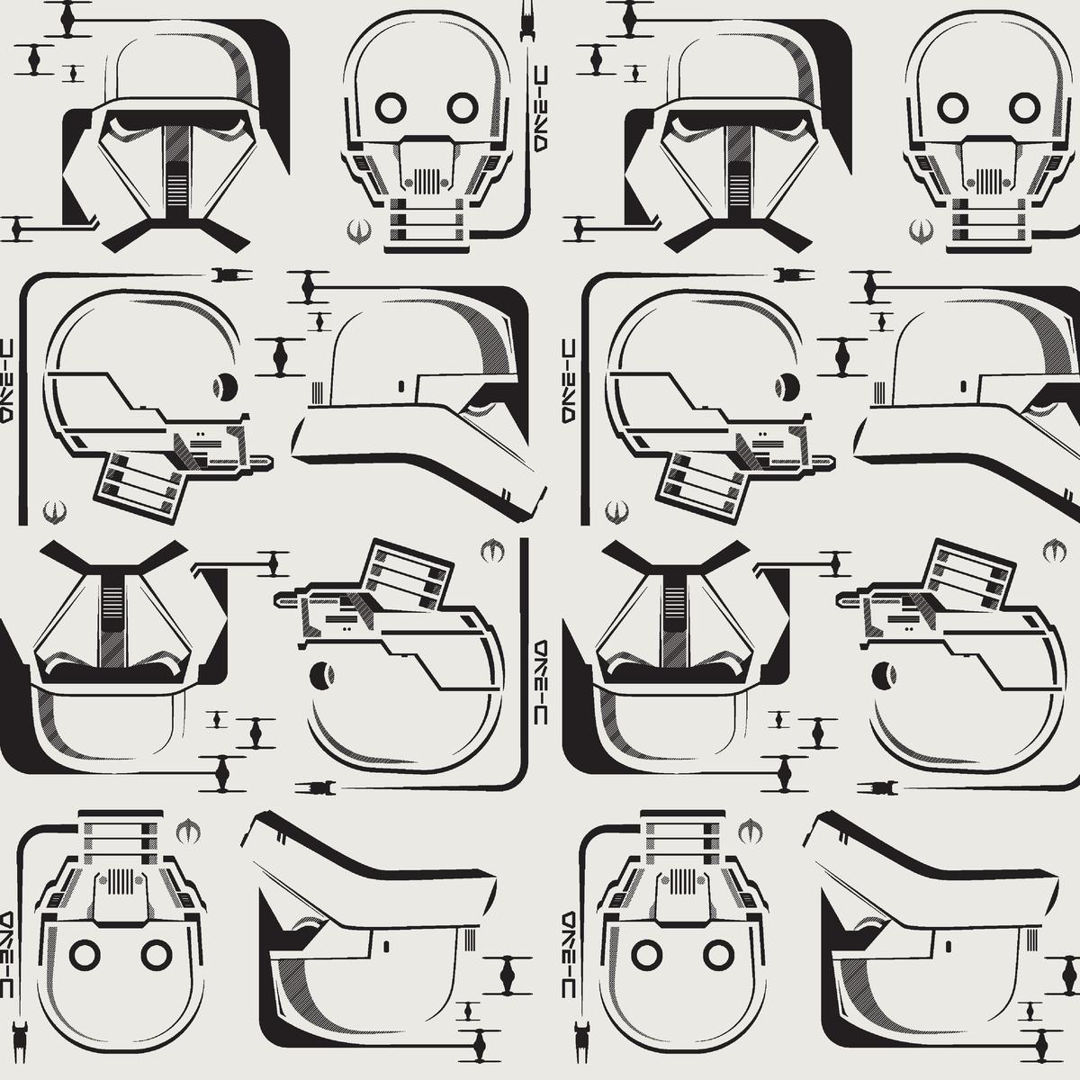 STAR WARS Andor Droids and Troopers on White Fabric