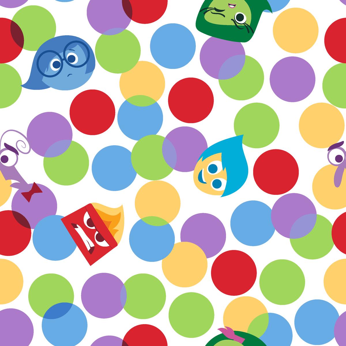 Disney and Pixar's Inside Out White Emotion Polka Dots Fabric