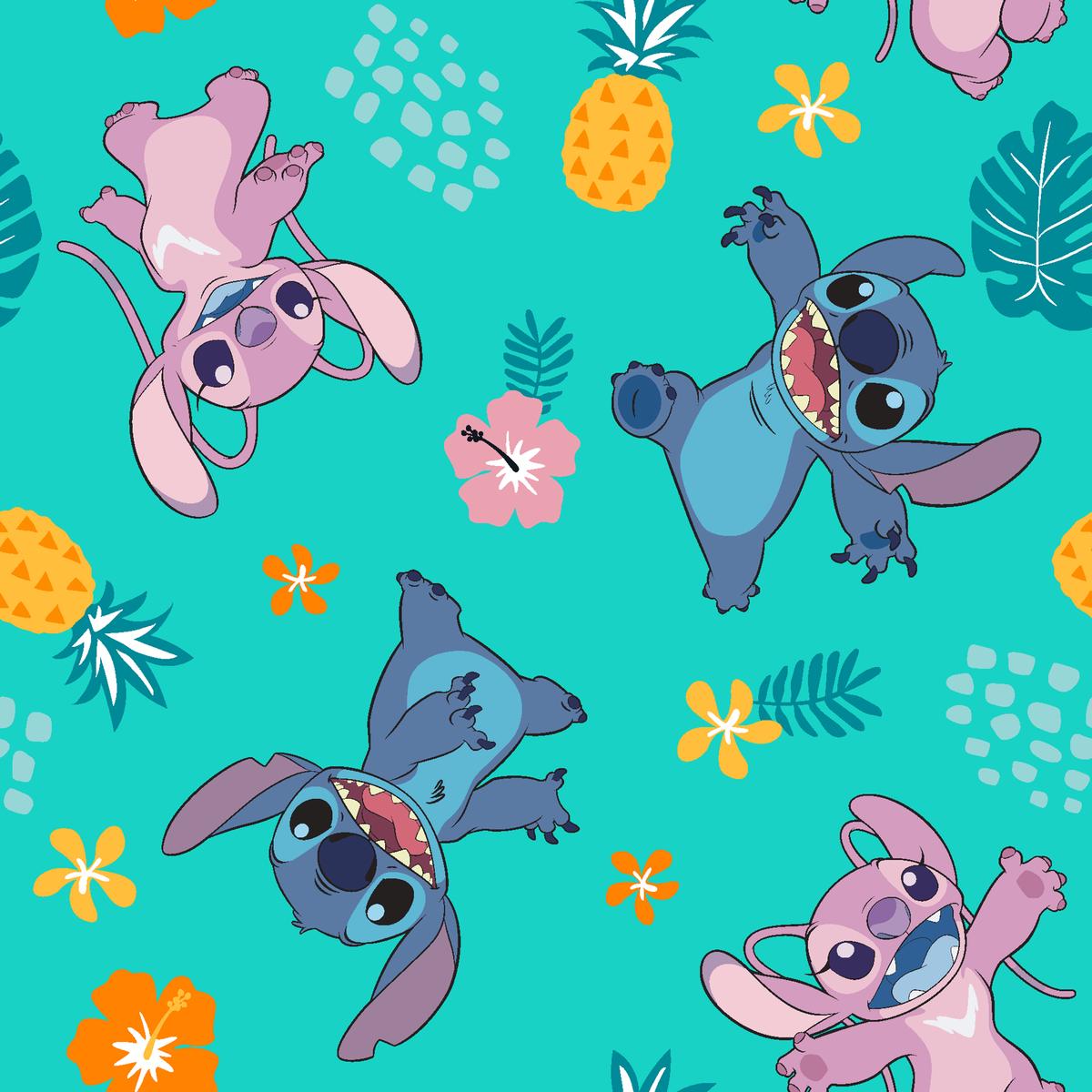 Disney Stitch Tropical Teal Paradise Teal Fabric