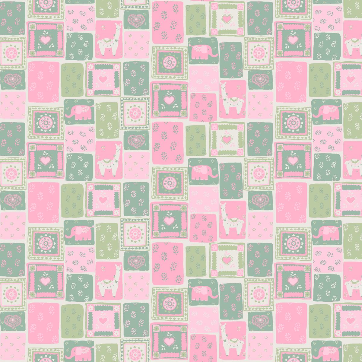 Llama Love on Moss Fabric