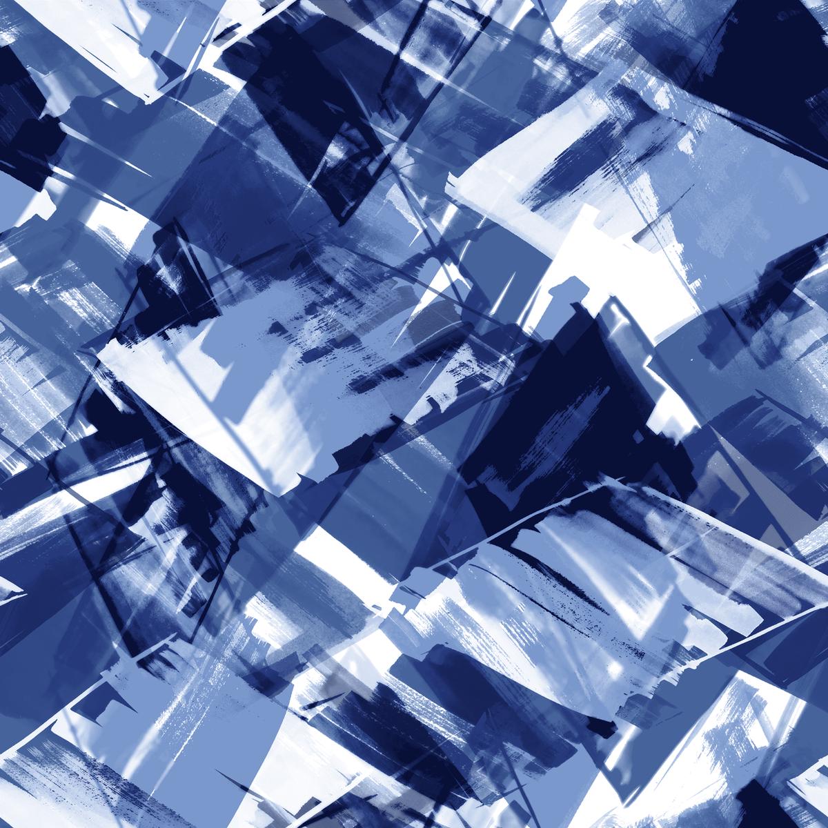 Midnight Fragments - Abstract Indigo Fabric