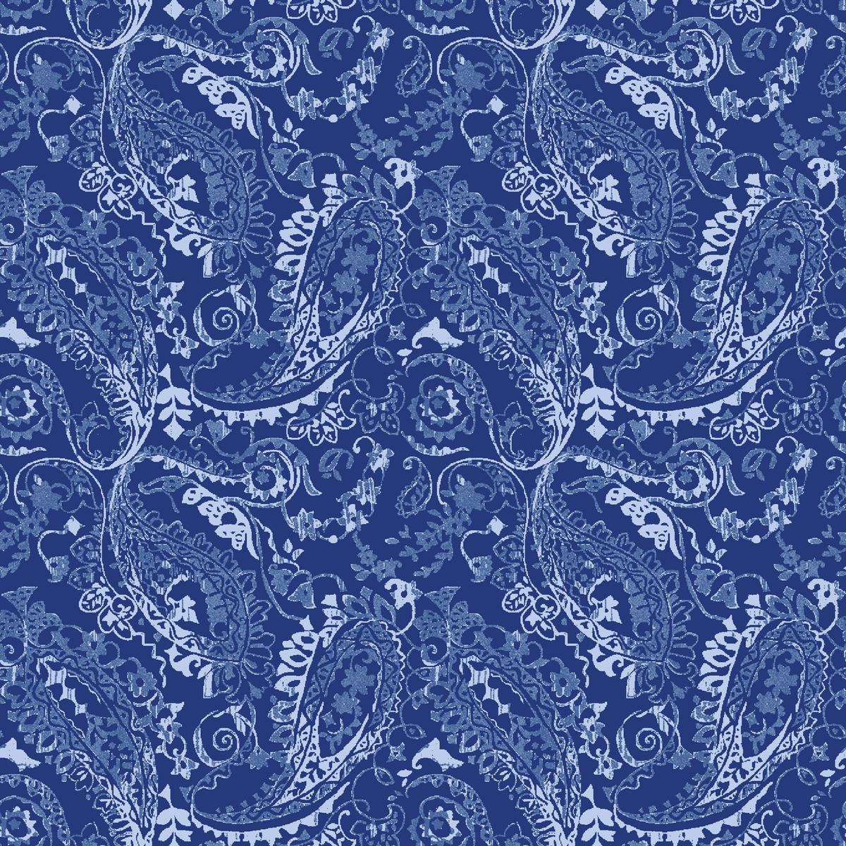 Midnight Paisley - Cobalt Swirl Fabric