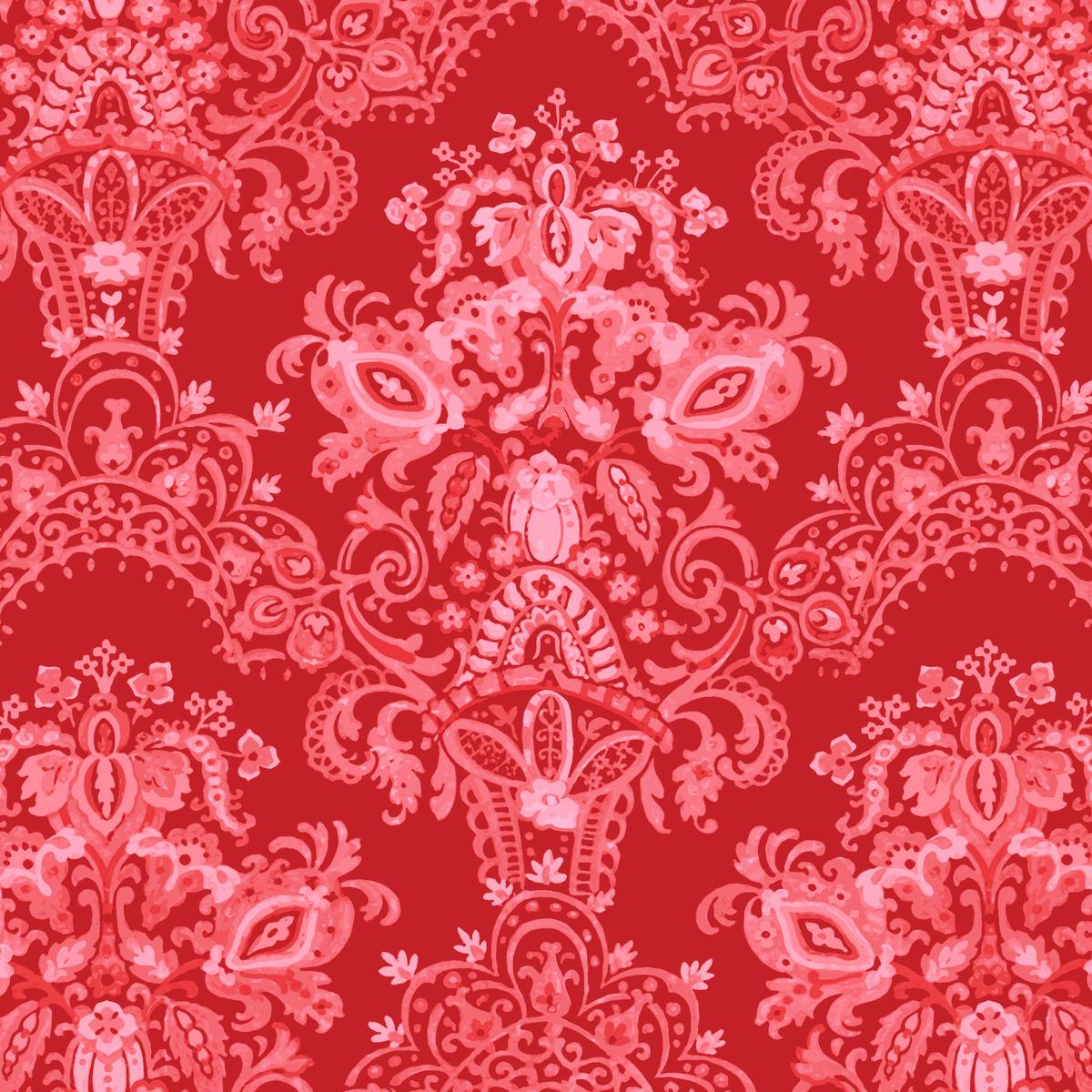 Solstice Garden on Red Fabric