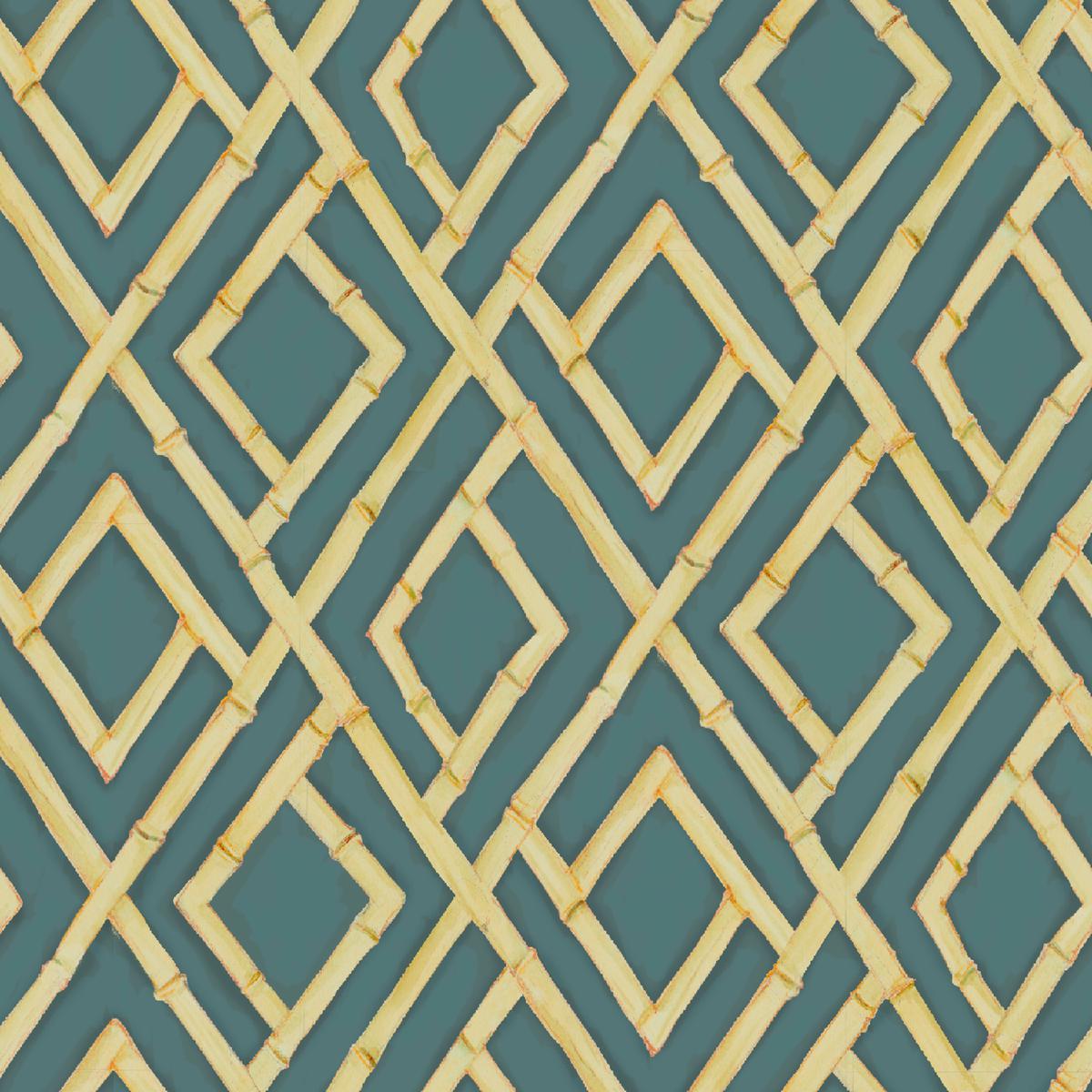 Susan Winget - Bamboo Lattice - Teal Diamond Fabric
