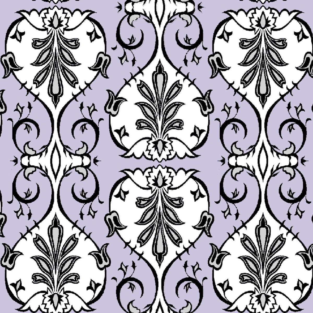 Susan Winget - Regal Damask - Lavender Scrollwork Fabric