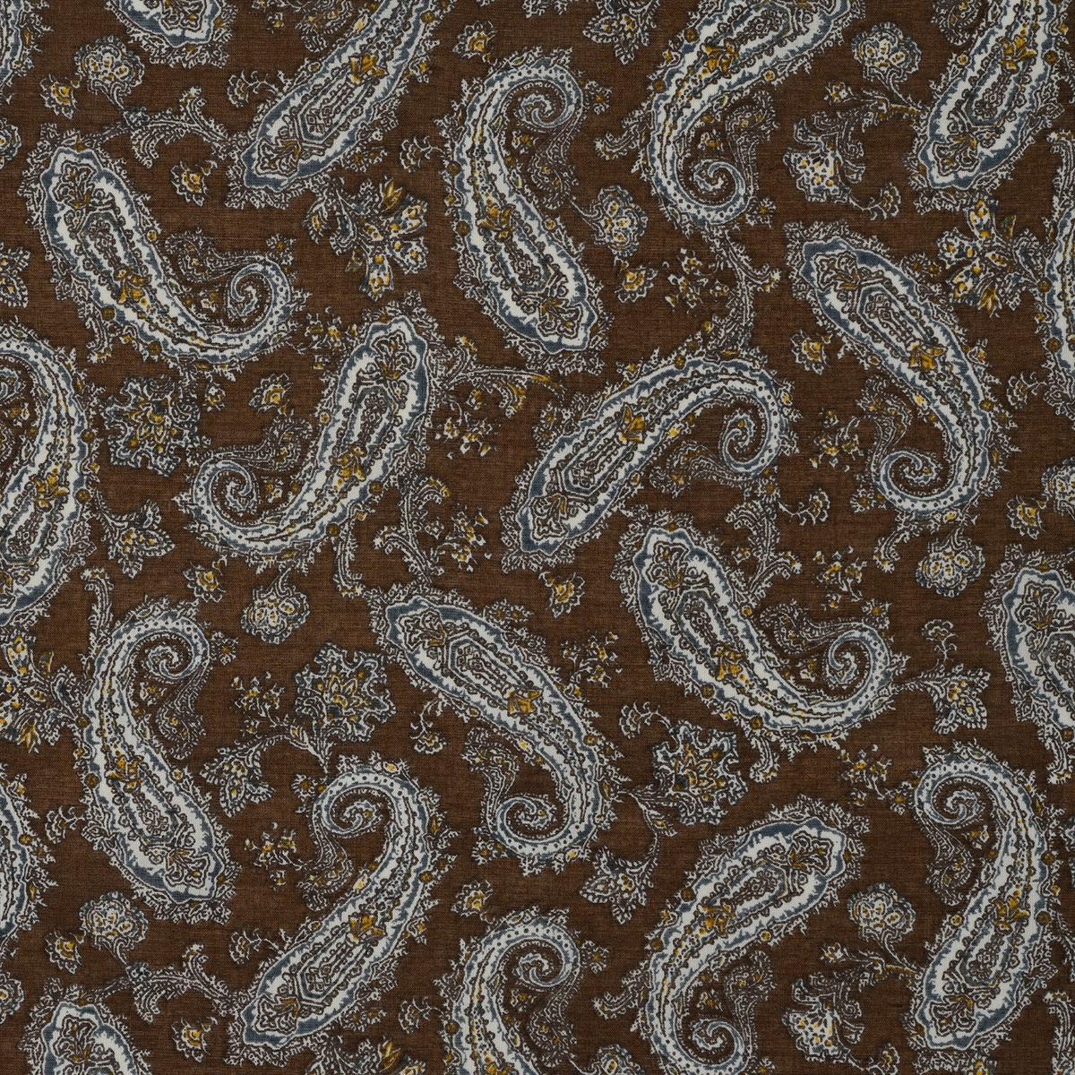Vintage Paisley Block Print-inspired Cotton Voile - Brown NFA-3100-103