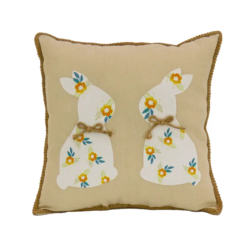 16 in. Floral Easter Bunny Decorative Pillow
