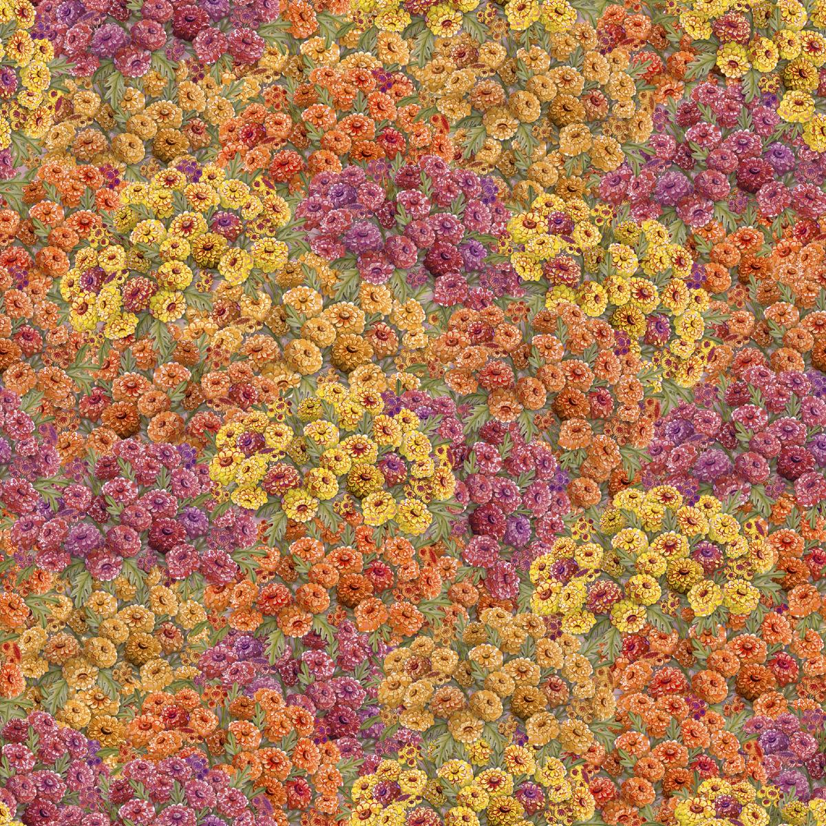 Autumn Garden Zinnias by Nicole Tamarin Fabric