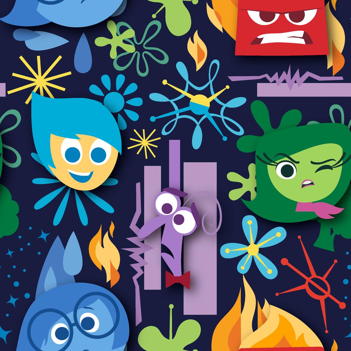 Disney and Pixar's Inside Out Dark Blue Bold Emotions Fabric