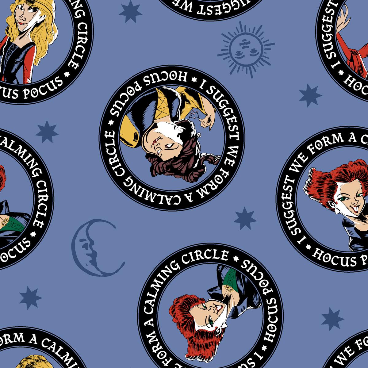 Disney Hocus Pocus Purple Celestial Badges Fabric
