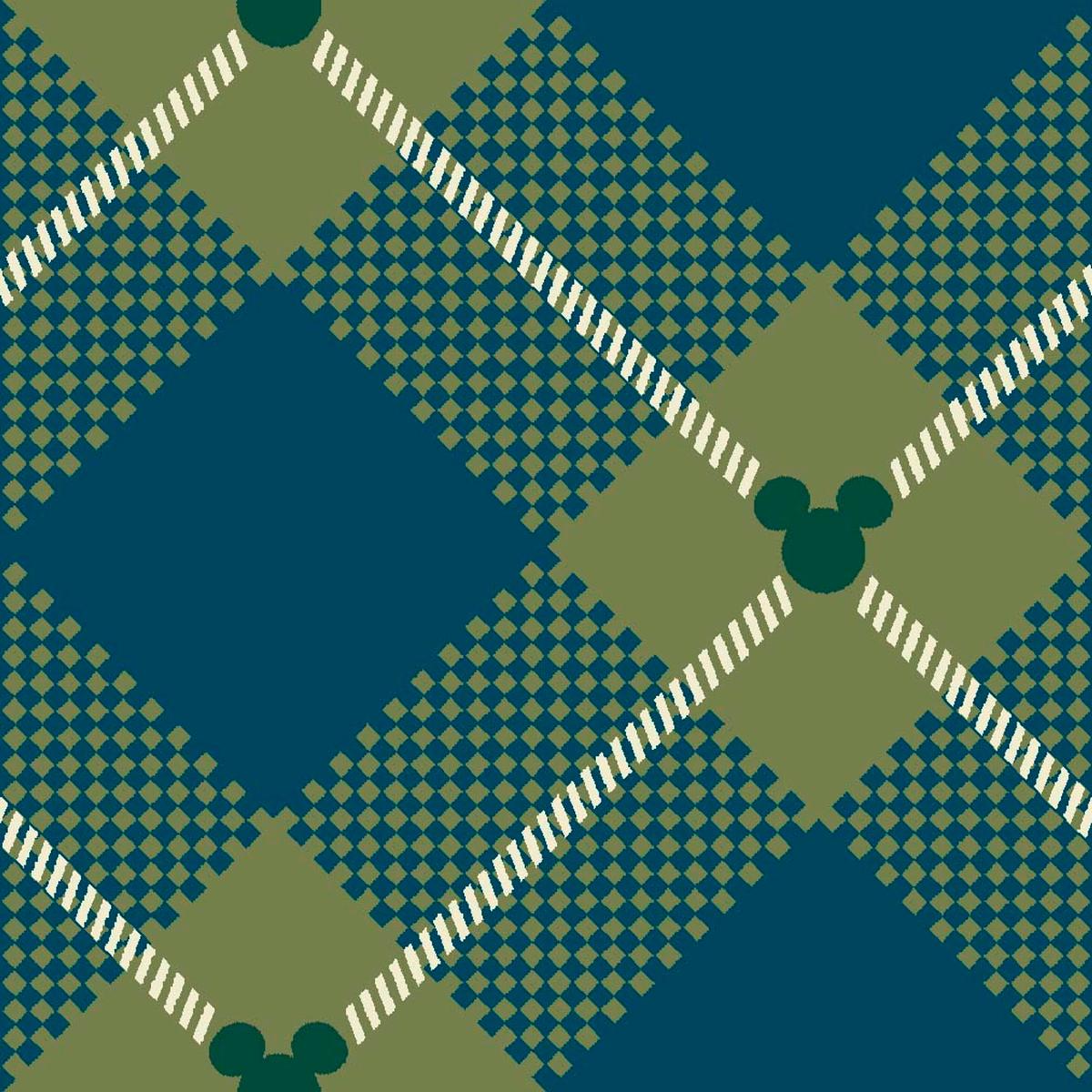 Disney Mickey Mouse Yuletide Plaid on Blue