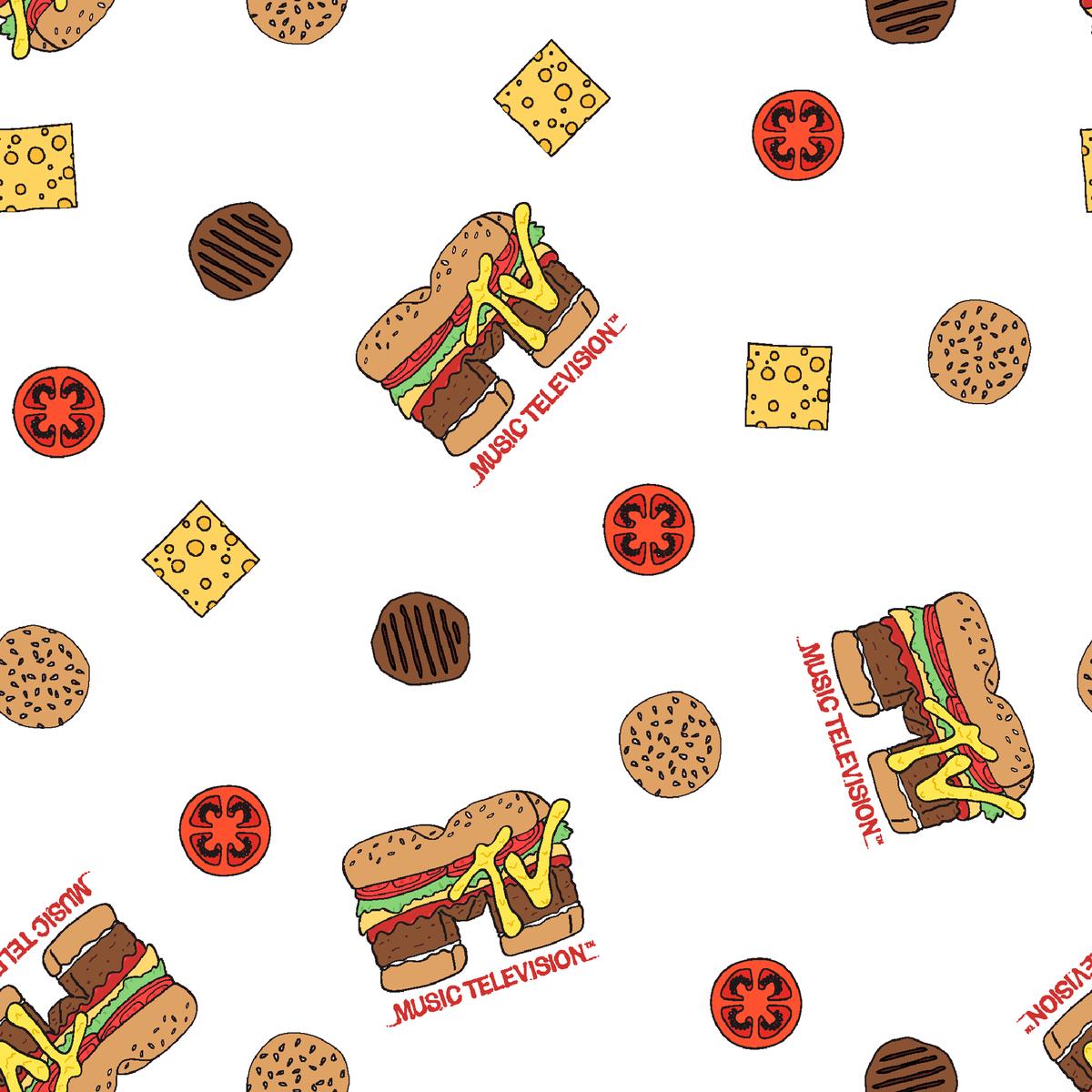 MTV - Burger Beats - Cartoon Food Icon Fabric