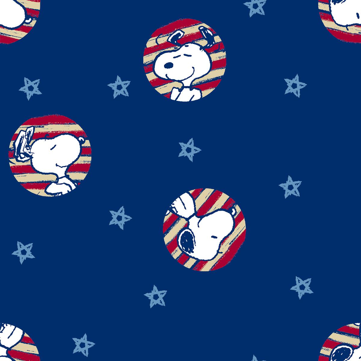 Peanuts Snoopy Patriotic Stars on Navy Fabric