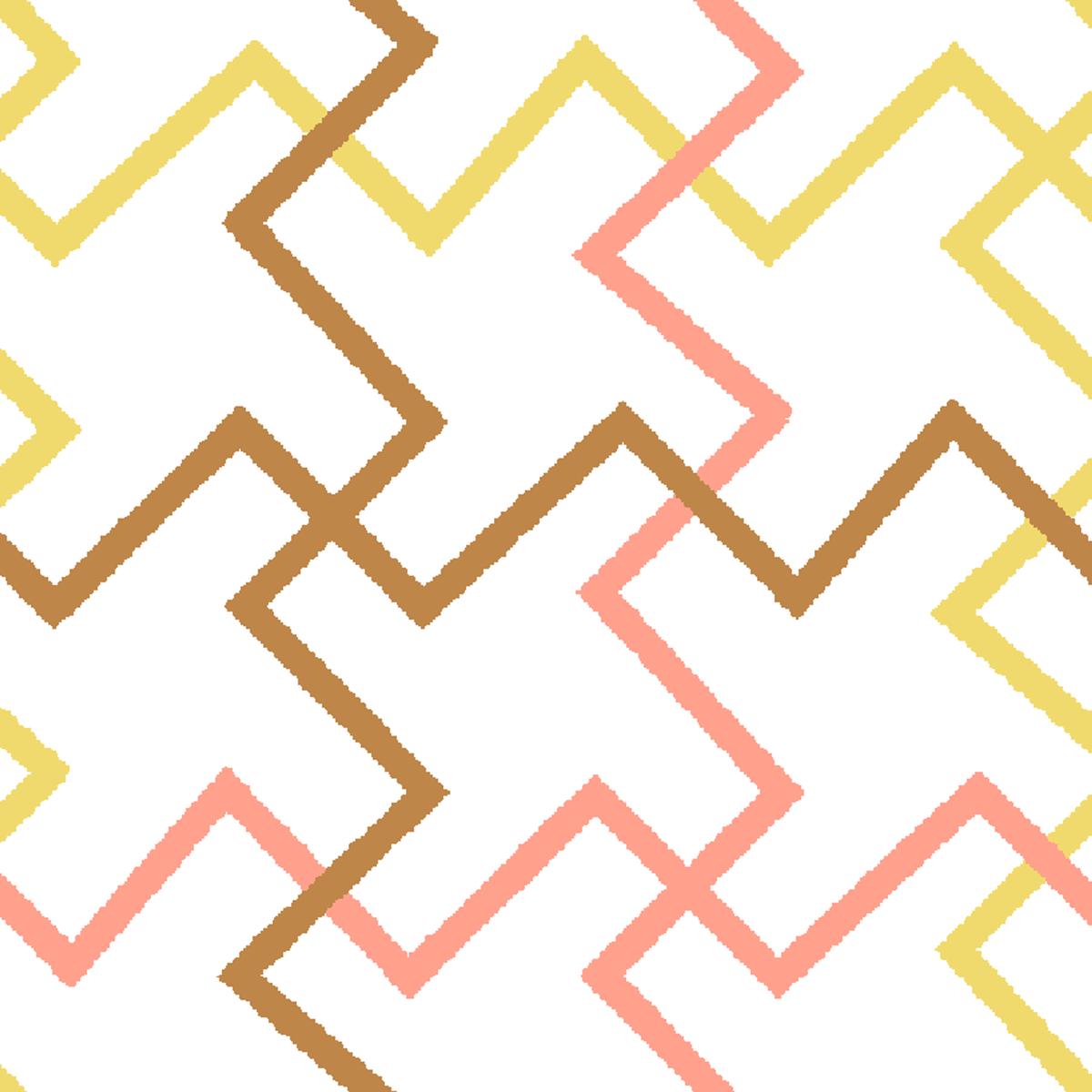 Zigzag Lattice on Brown & Pink Fabric
