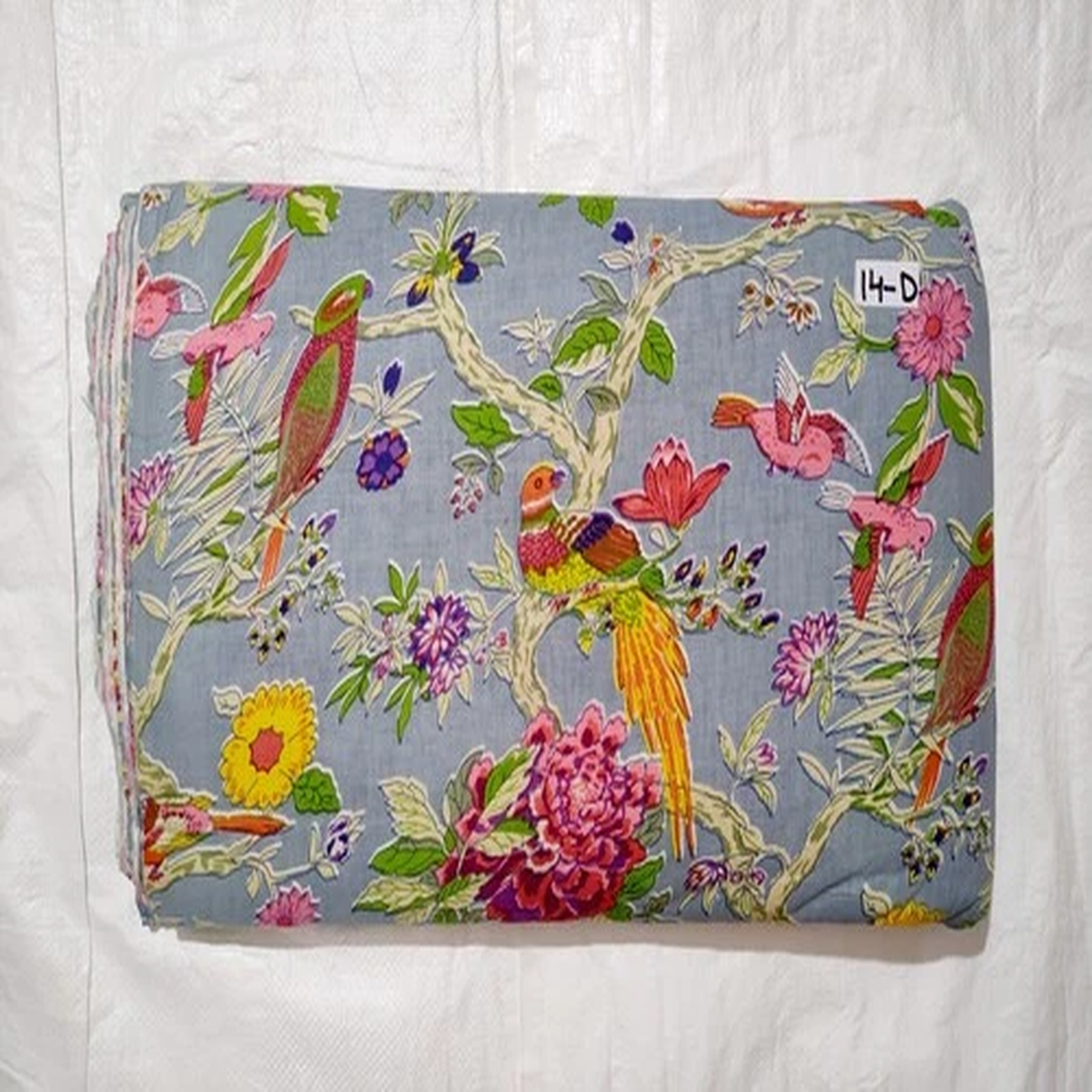 Gray Bird Print Indian Cotton Fabric Dressmaking Sewing Running Fabric 10 Yard