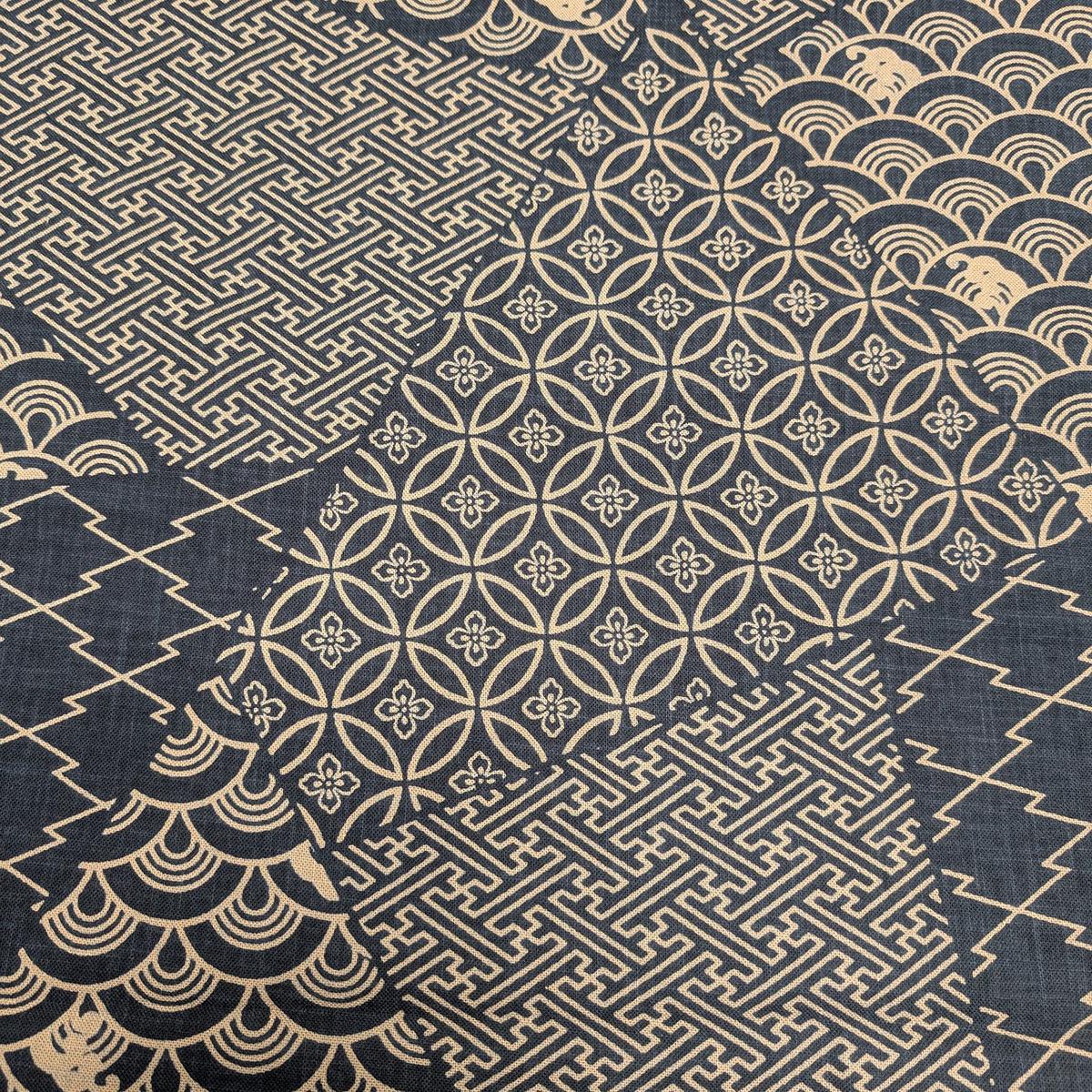 Hand-dyed Japanese Pattern Cotton Slub Fabric KP-7090-9