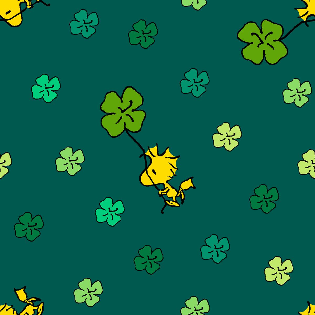Peanuts Woodstock St. Patrick's Clover Fabric