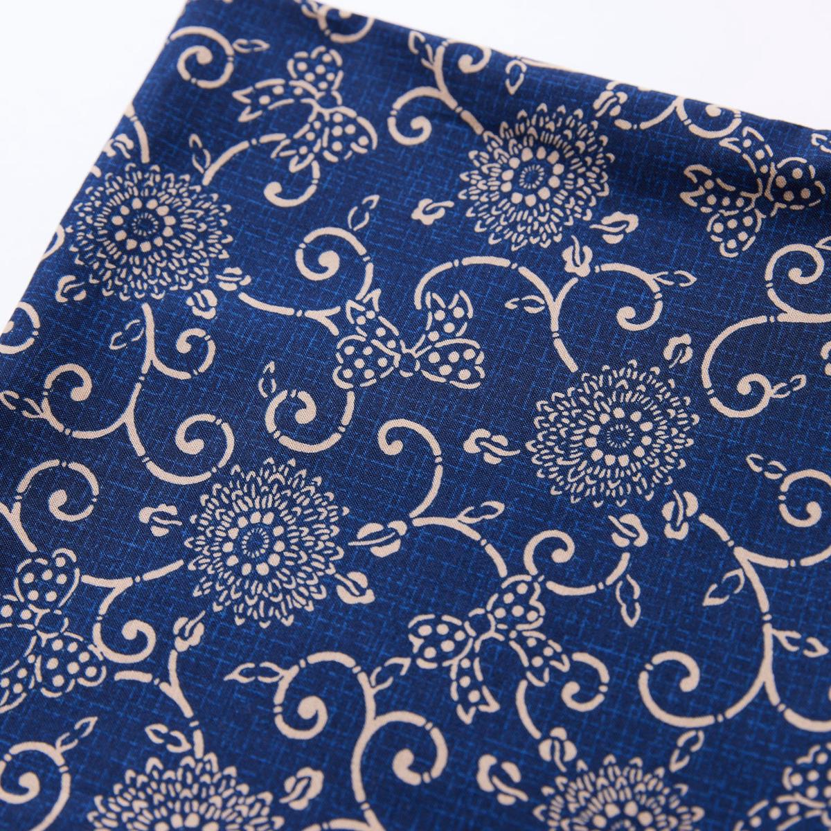 Vintage Karakusa Vines & Ribbons Cotton Broad - Navy KW-3615