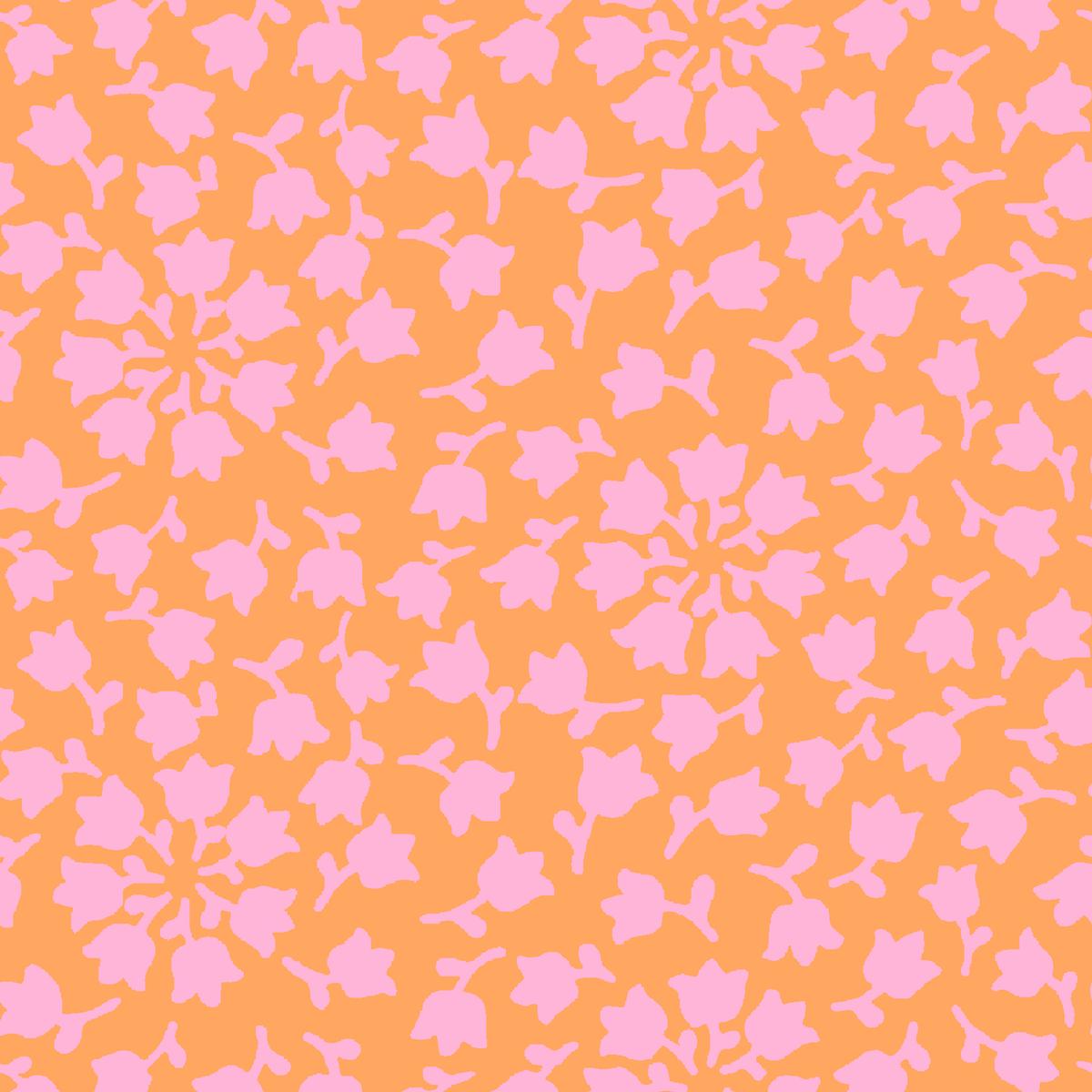 Bell Flowers on Orange & Pink Fabric