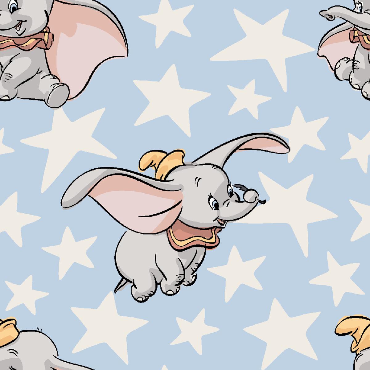Disney Dumbo Flying Stars on Blue Fabric