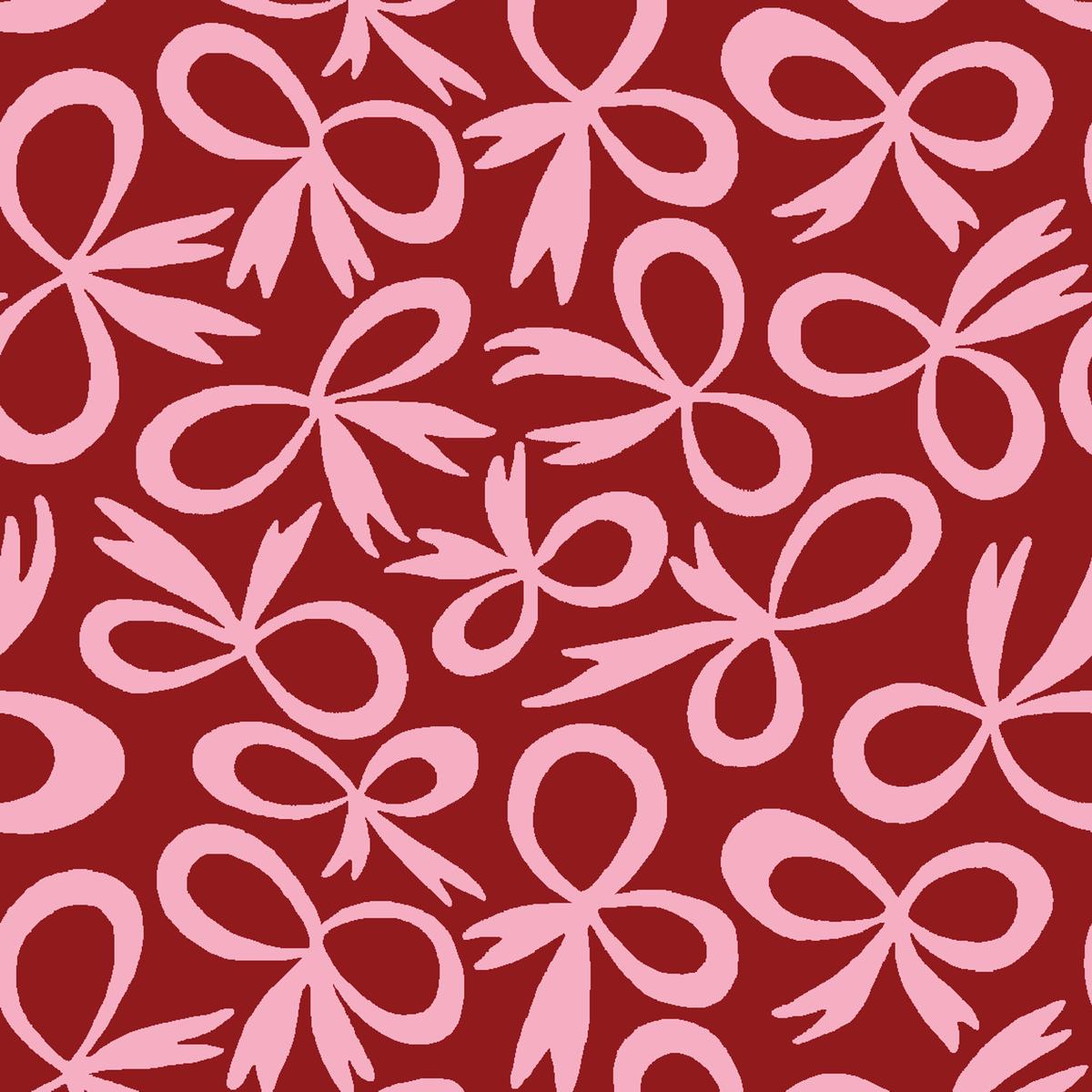 Emmy Bows on Crimson Fabric