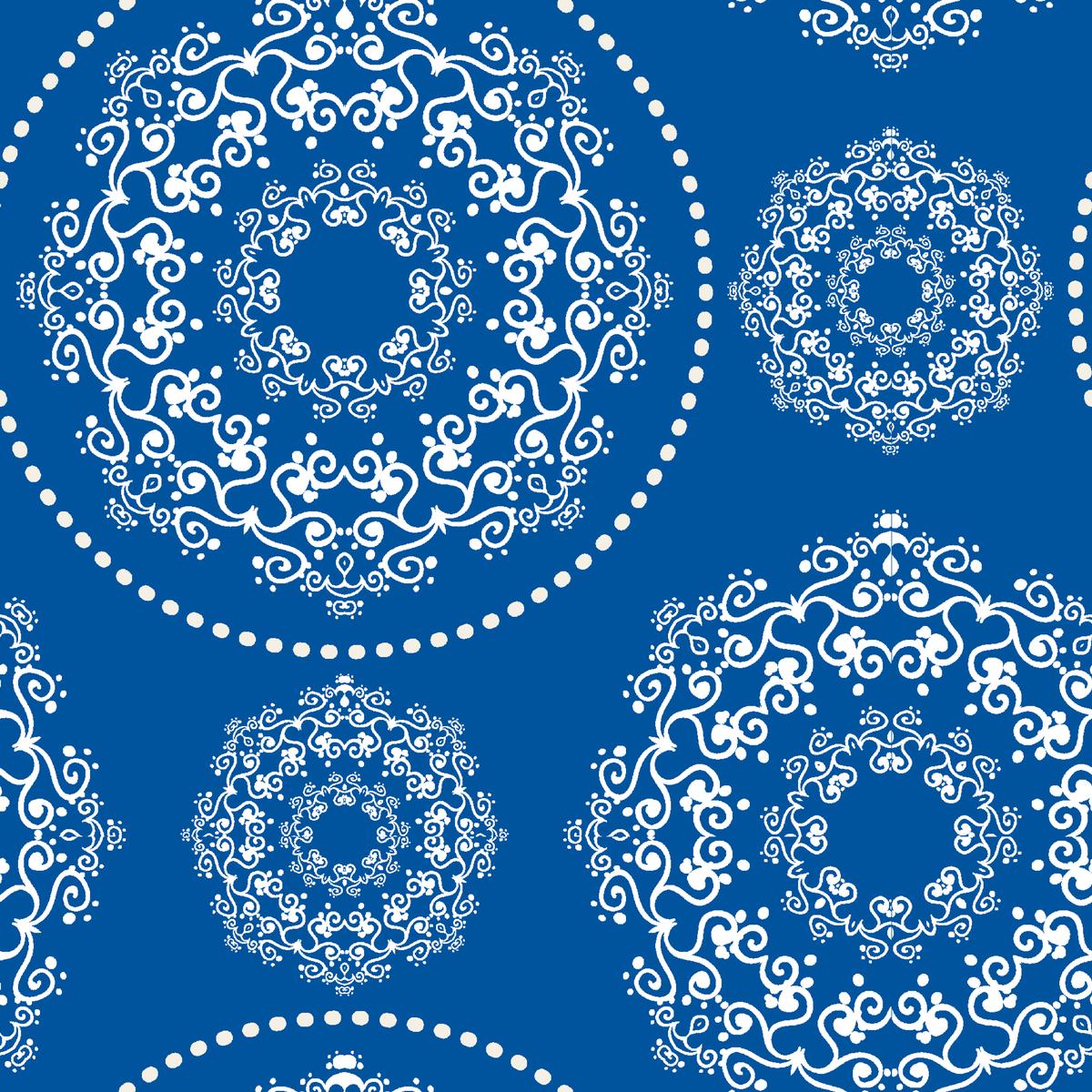 Medallion Magic - Blue Scrollwork Fabric