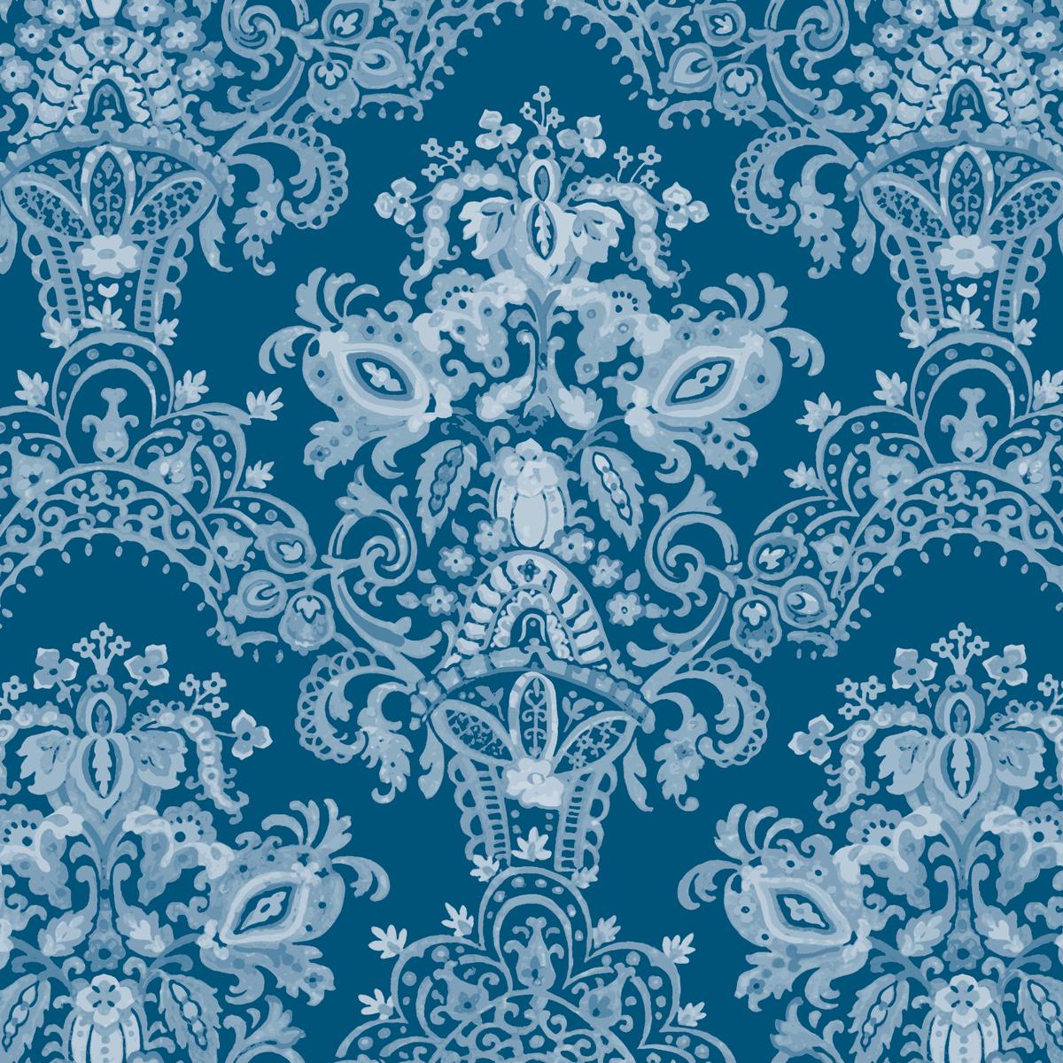 Solstice Garden on Blue Fabric
