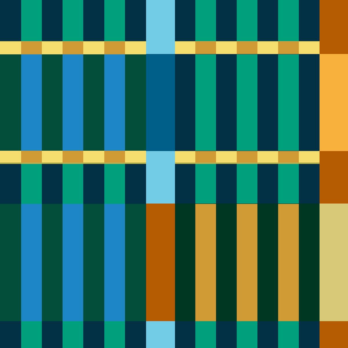 Spectrum Stripes - Teal & Orange Plaid Fabric