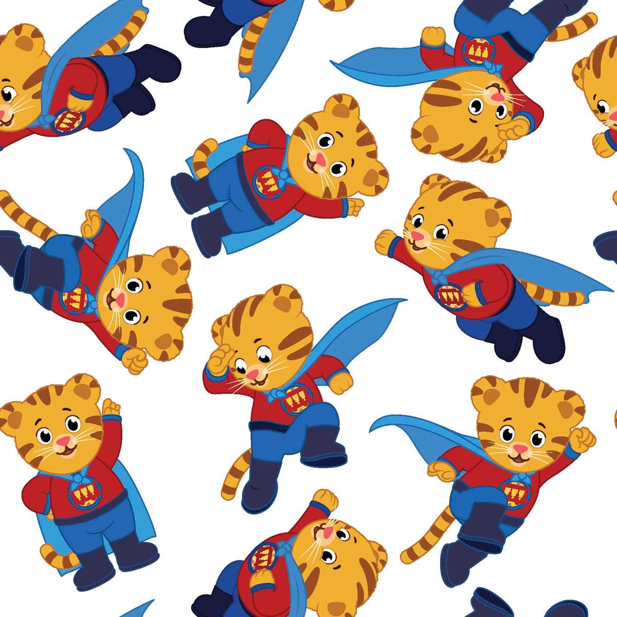 Super Daniel Tiger on White Fabric