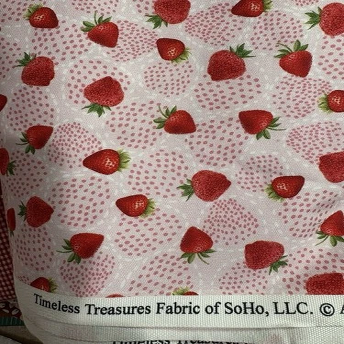 Timeless Treasures Red Strawberry on Pink Cotton Fabric choice of size