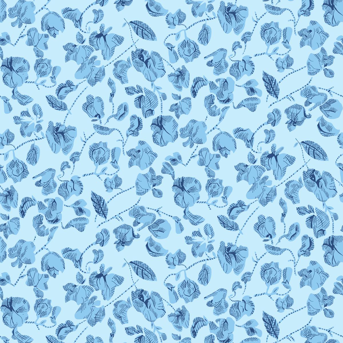 Calantha on Blue Fabric