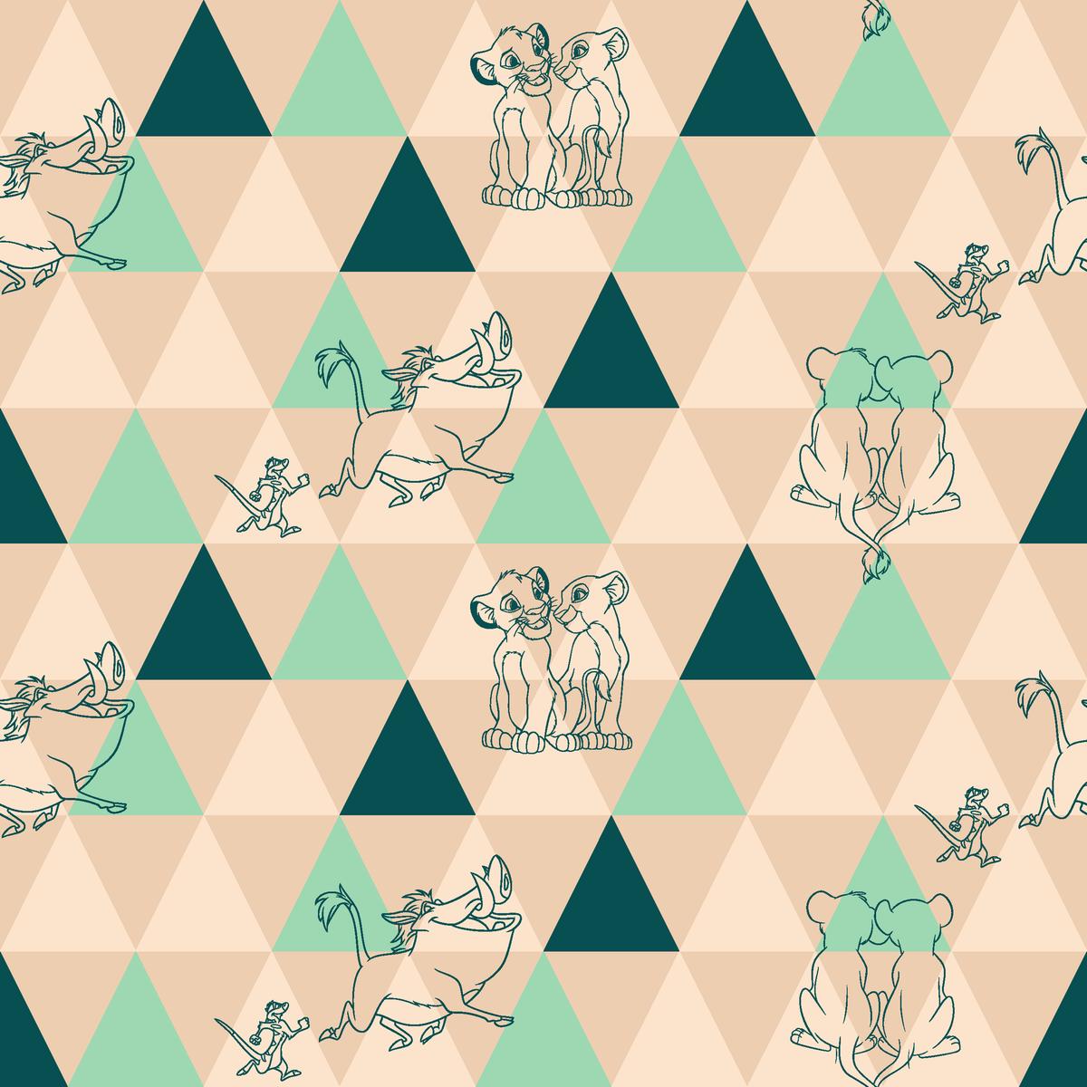 Disney The Lion King Green Geometric Fabric
