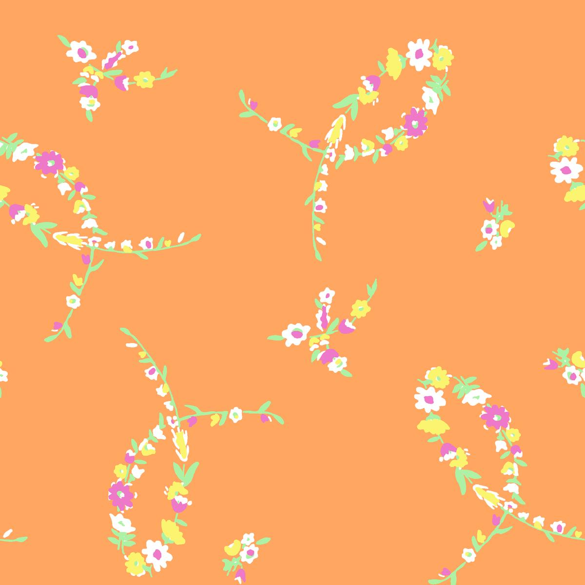 Floral Loops on Orange Fabric