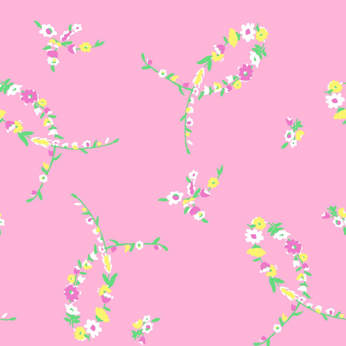 Floral Loops on Pink Fabric
