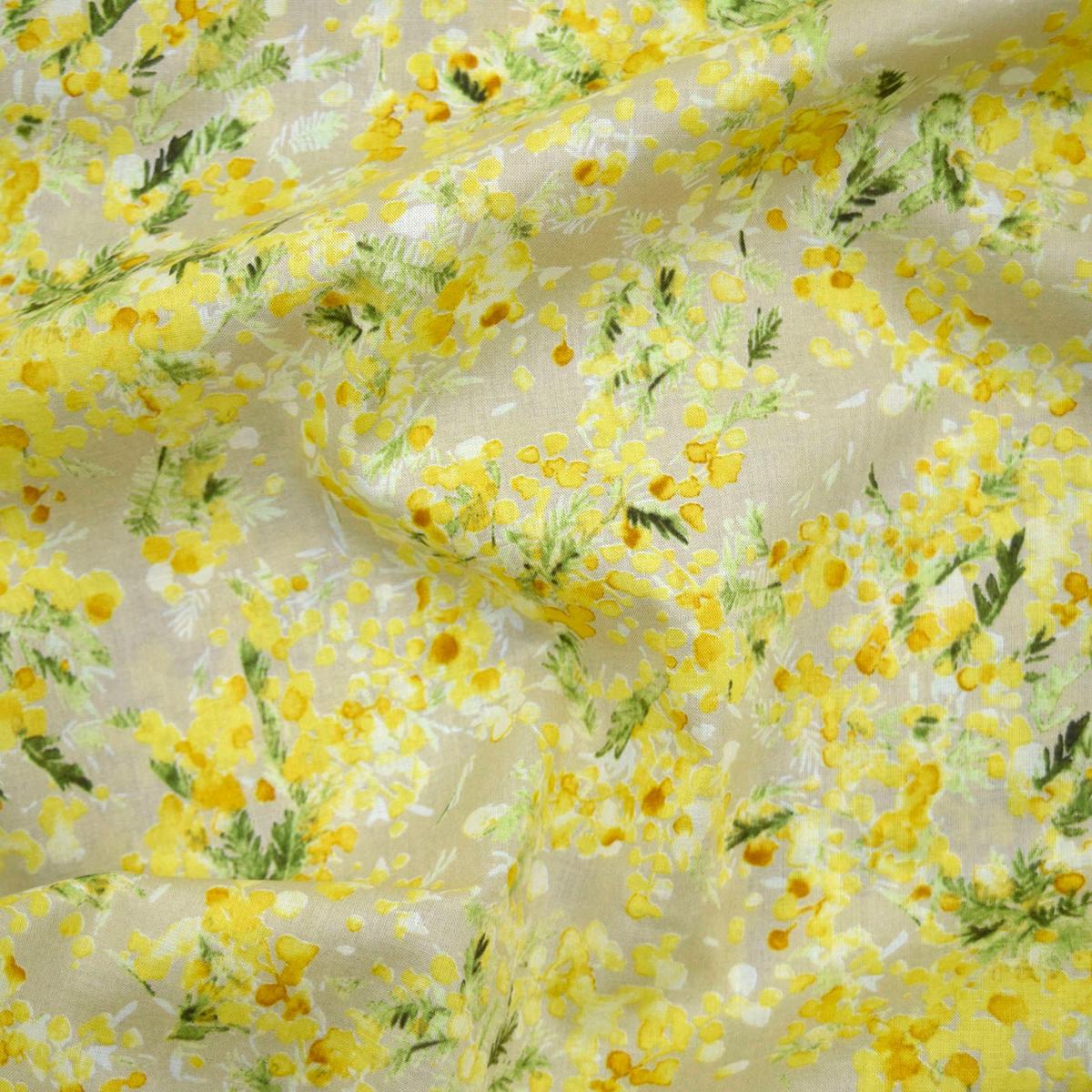 Flownny Mimosa Cotton Lawn - Beige NFA-1030-32