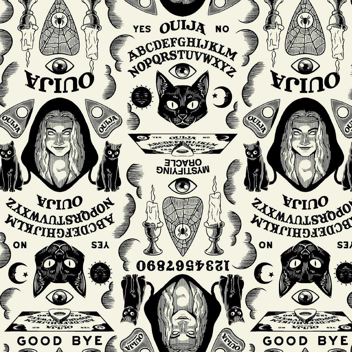 Ouija Mystical Board on Ivory Fabric