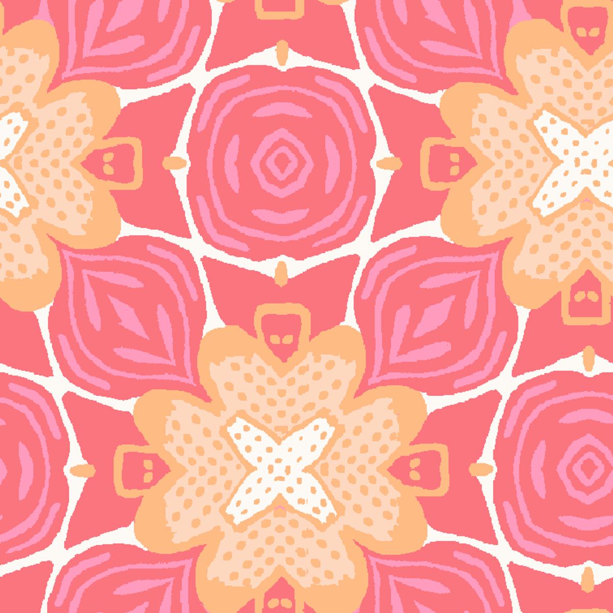 Petal Geo on Pink Fabric