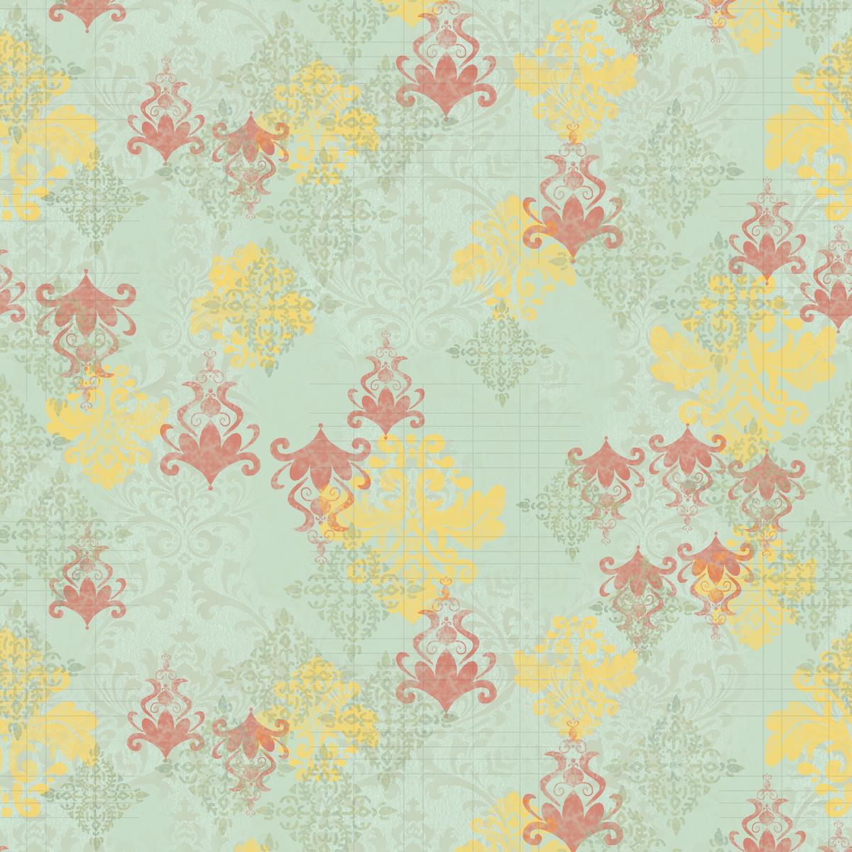 Susan Winget - Vintage Charm - Mint Damask Fabric