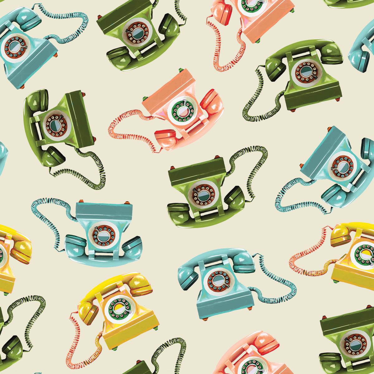 Whiskey Ginger Retro Rotary Phone Fabric