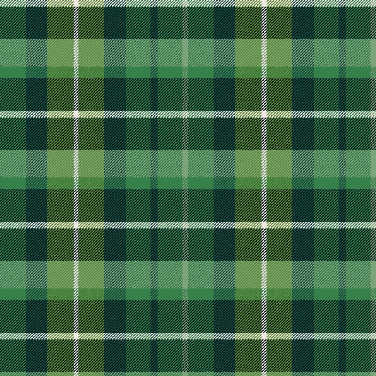 Cabin Plaid on Green Fabric
