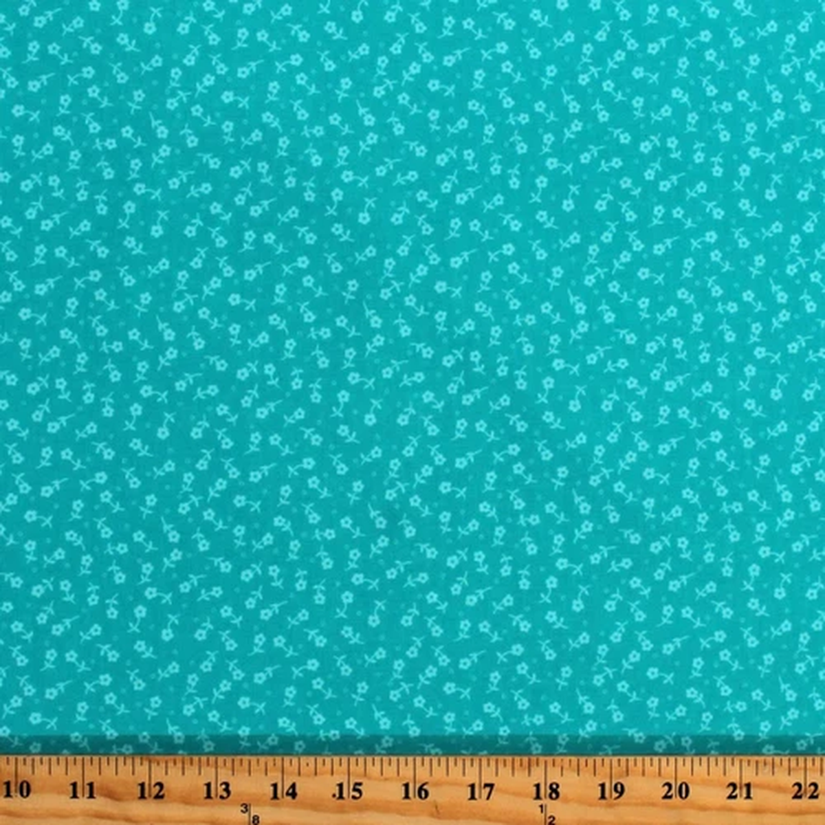Cotton Teal Floral Flowers 1930's Reproduction Fabric Print by the Yard D186.09