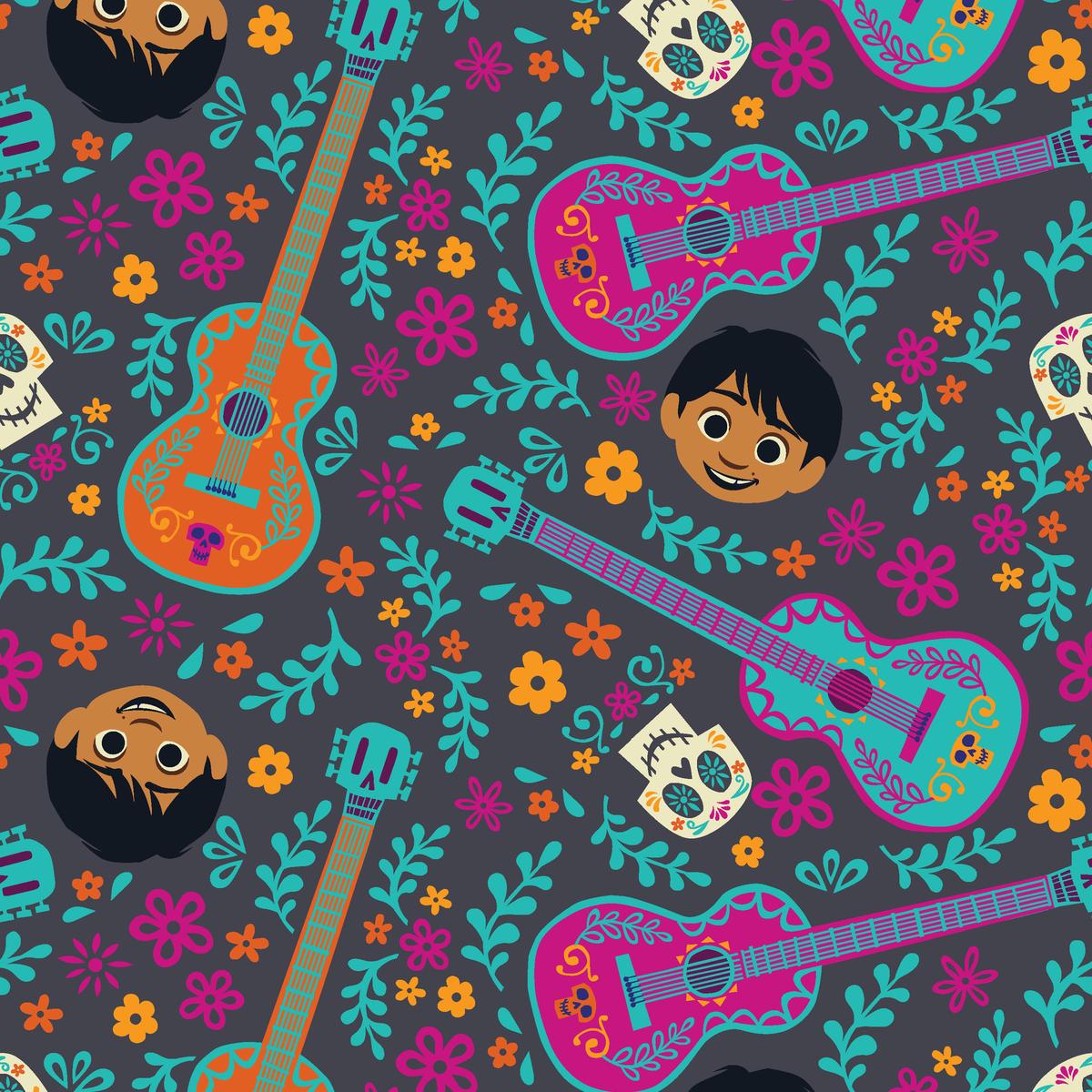Disney Pixar Coco Vibrant Teal Musical Fabric