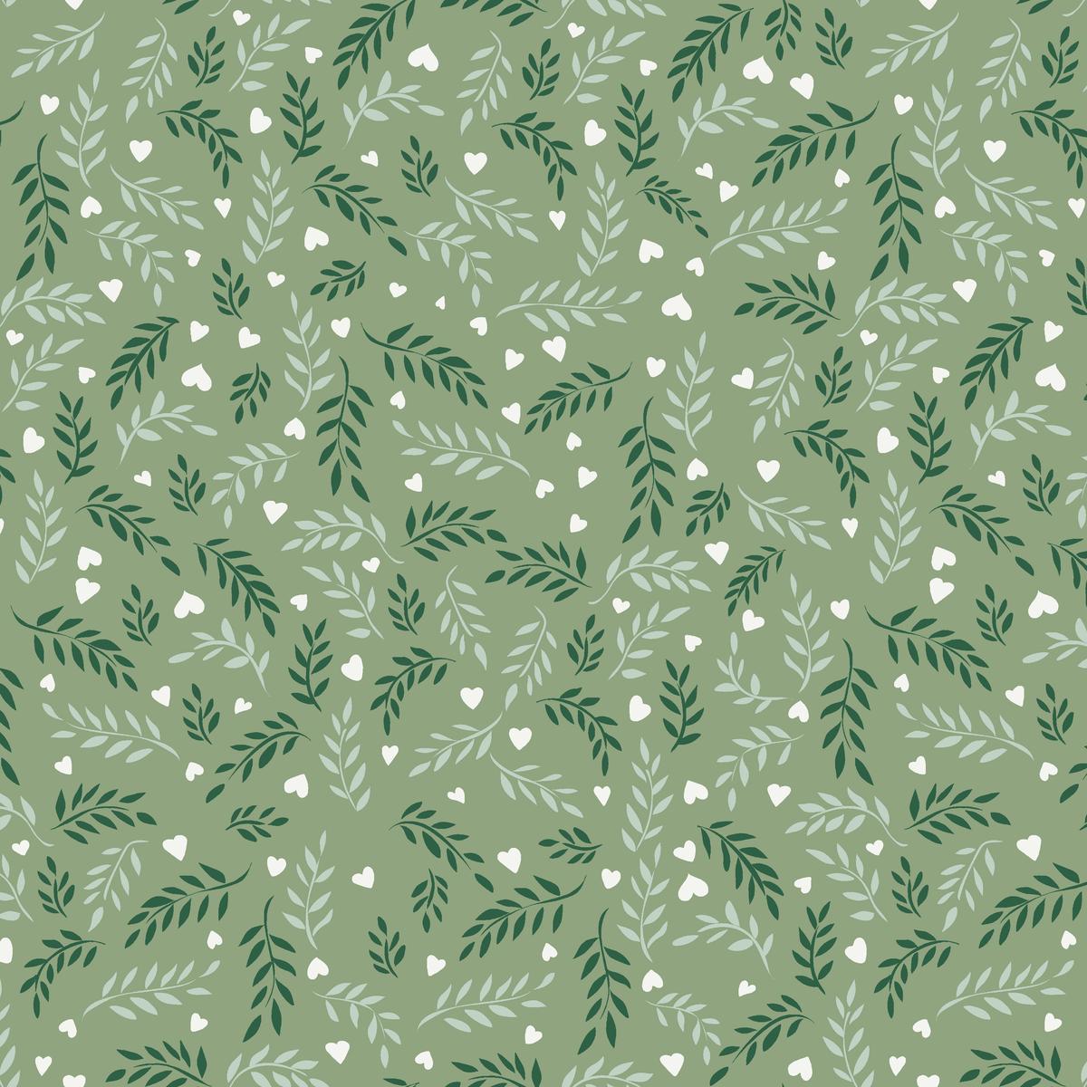 Fronds of Love on Moss Fabric