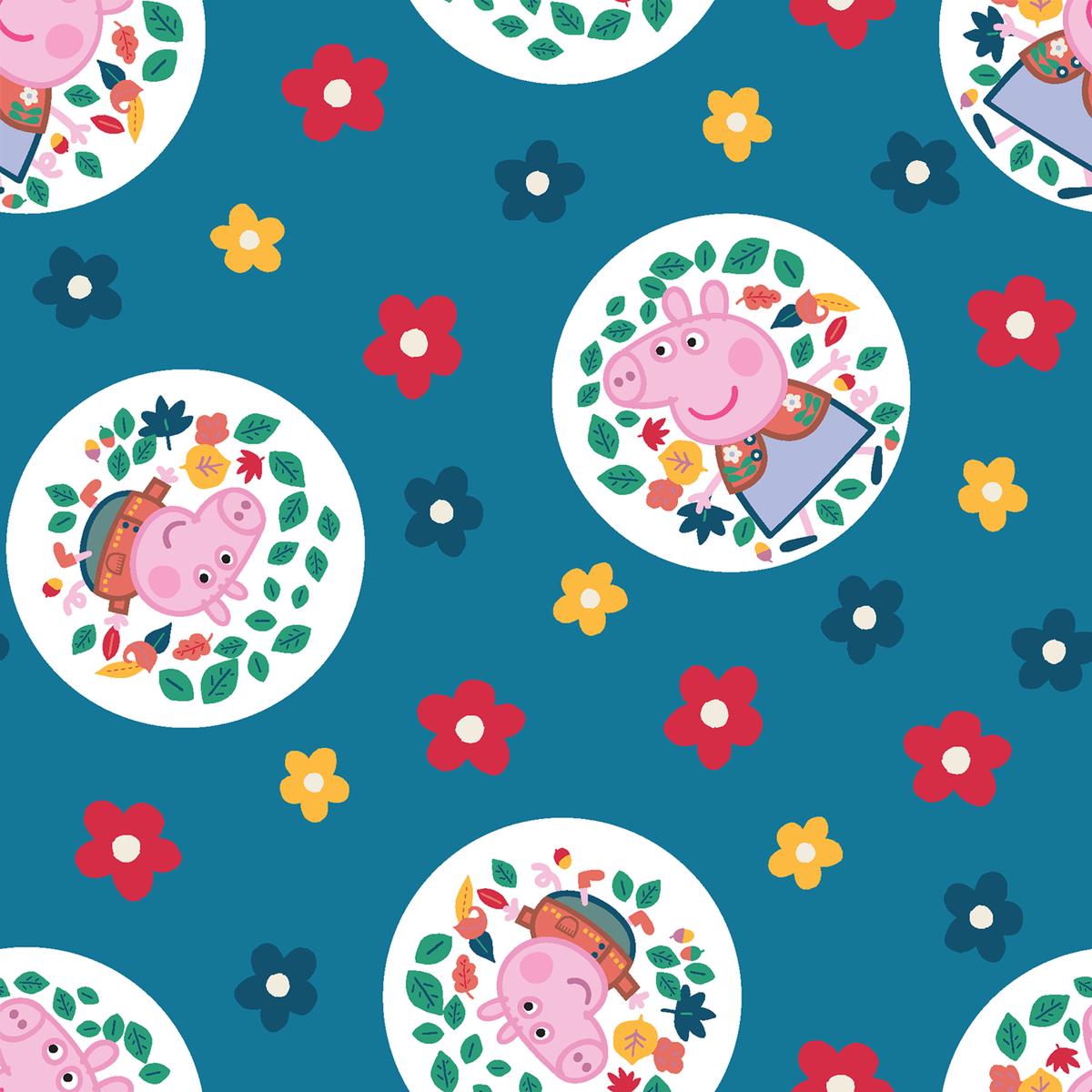 Hasbro Peppa Pig and George Floral Toss Fabric